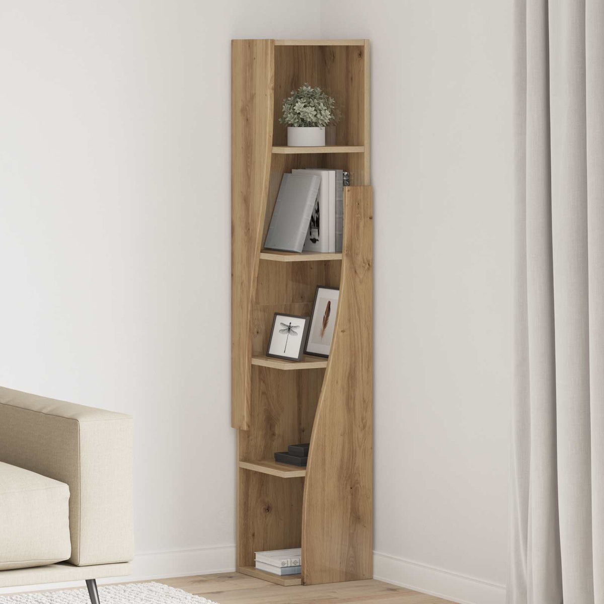 Vidaxl hoekkast 27,5x27x140cm bewerkt hout artisan eiken
