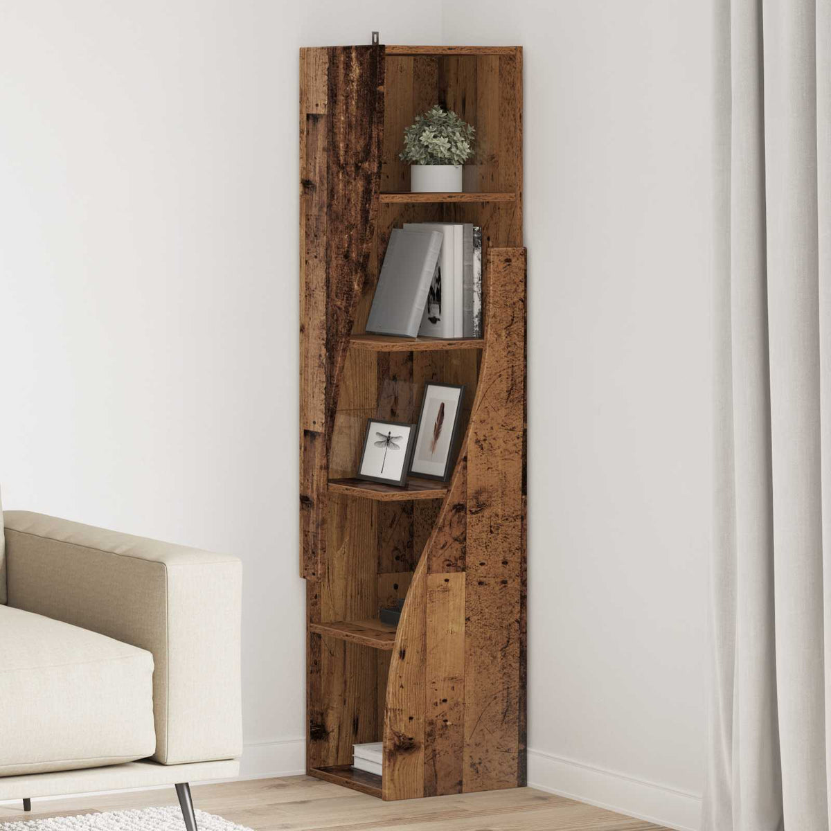 Vidaxl hoekkast 32x32x140cm bewerkt hout oudhout