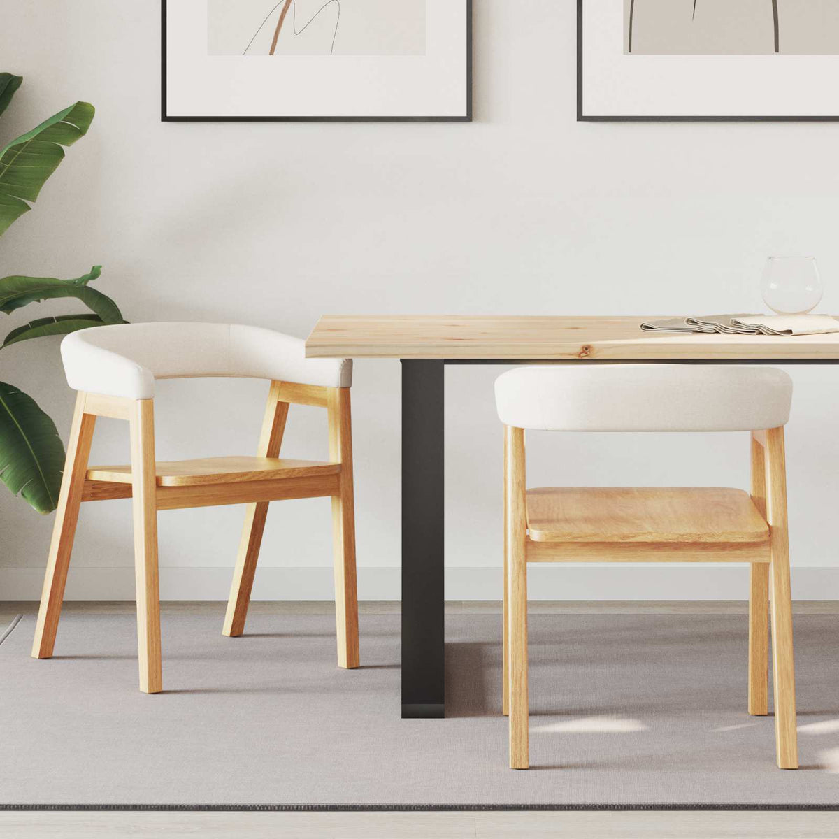 Vidaxl eettafelstoelen 2 st massief rubberhout naturel 54 x 57 x 73 cm