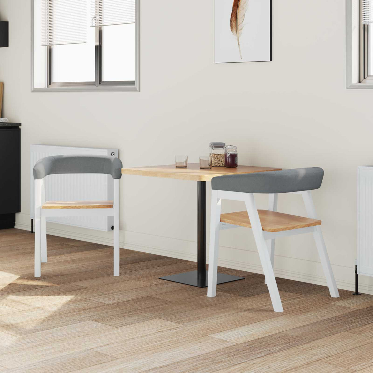 Vidaxl eettafelstoelen 2 st massief rubberhout wit 54 x 57 x 73 cm