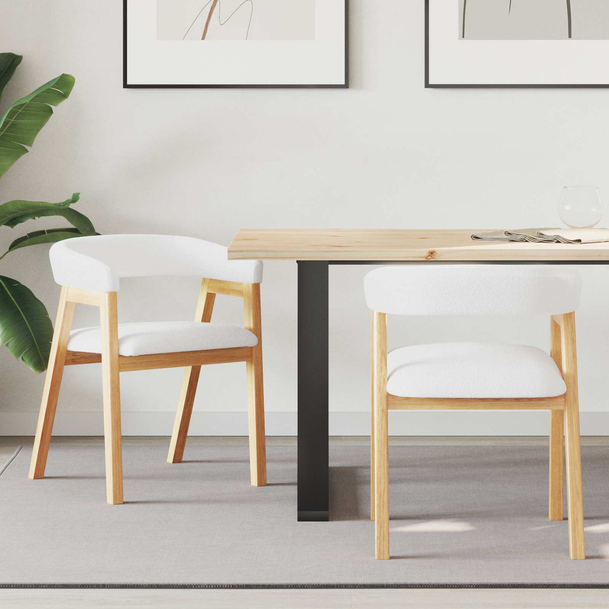 Vidaxl eettafelstoelen 2 st massief rubberhout naturel 54 x 57 x 73 cm