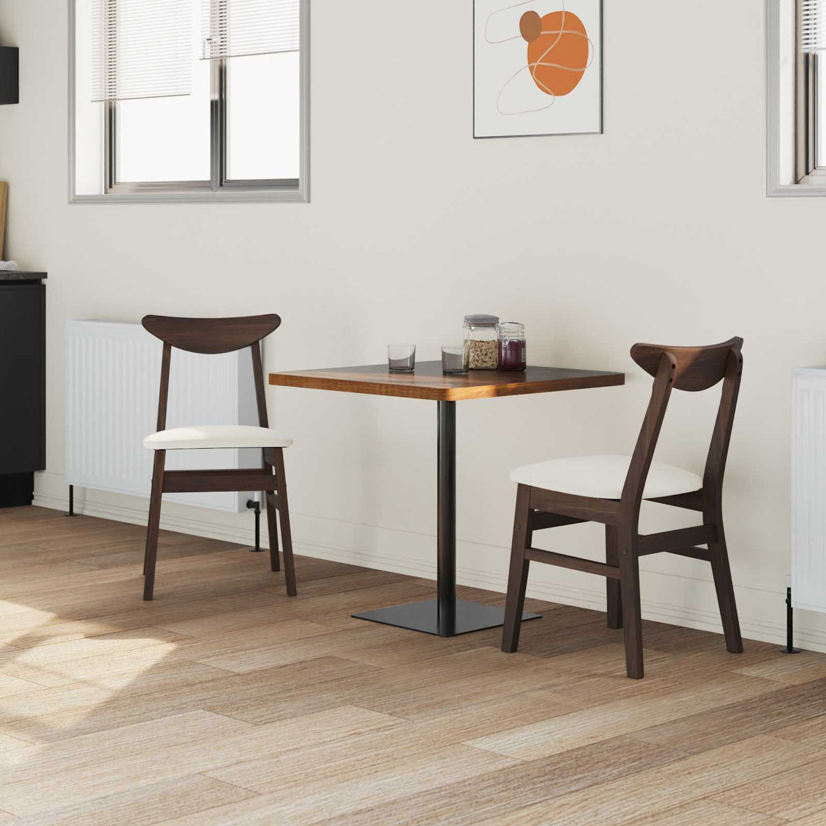 Vidaxl eettafelstoelen 2 st massief rubberhout licht bruin
