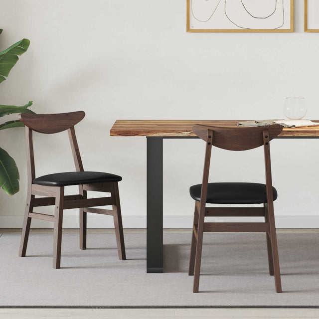 Vidaxl eettafelstoelen 2 st massief rubberhout licht bruin