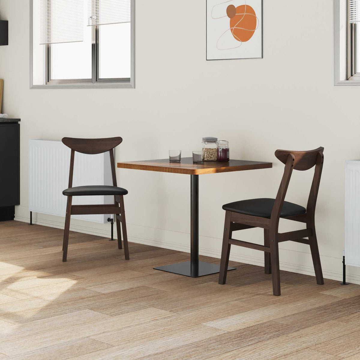 Vidaxl eettafelstoelen 2 st massief rubberhout licht bruin
