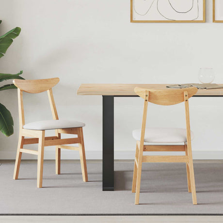 Vidaxl eettafelstoelen 2 st massief rubberhout naturel