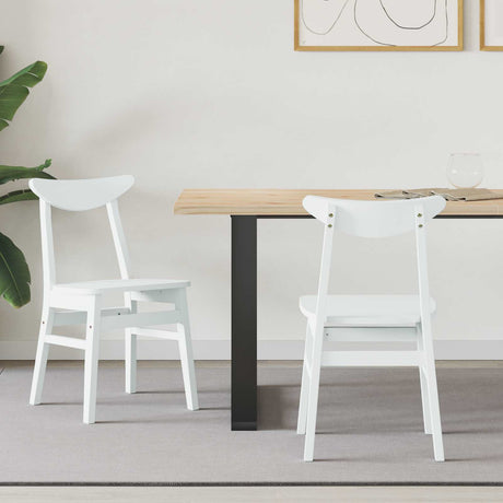 Vidaxl eettafelstoelen 2 st massief rubberhout wit 42 x 47.5 x 81 cm