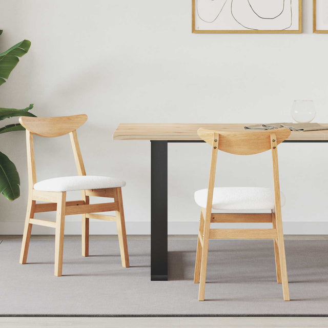 Vidaxl eettafelstoelen 2 st massief rubberhout naturel