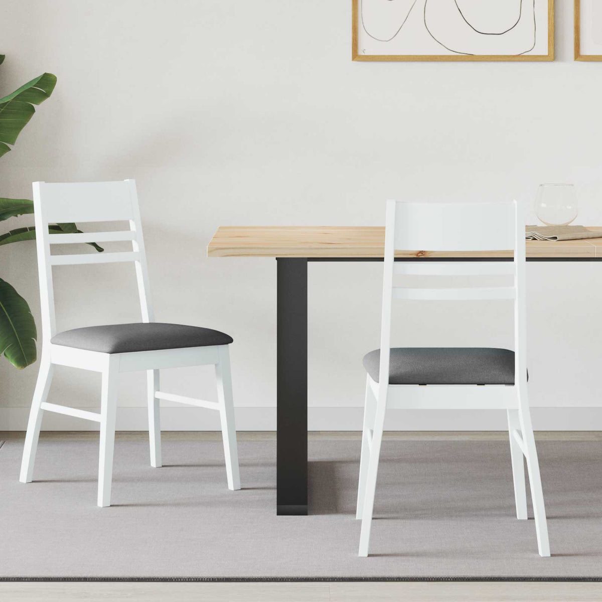 Vidaxl eettafelstoelen 2 st massief rubberhout wit 43 x 54 x 89 cm