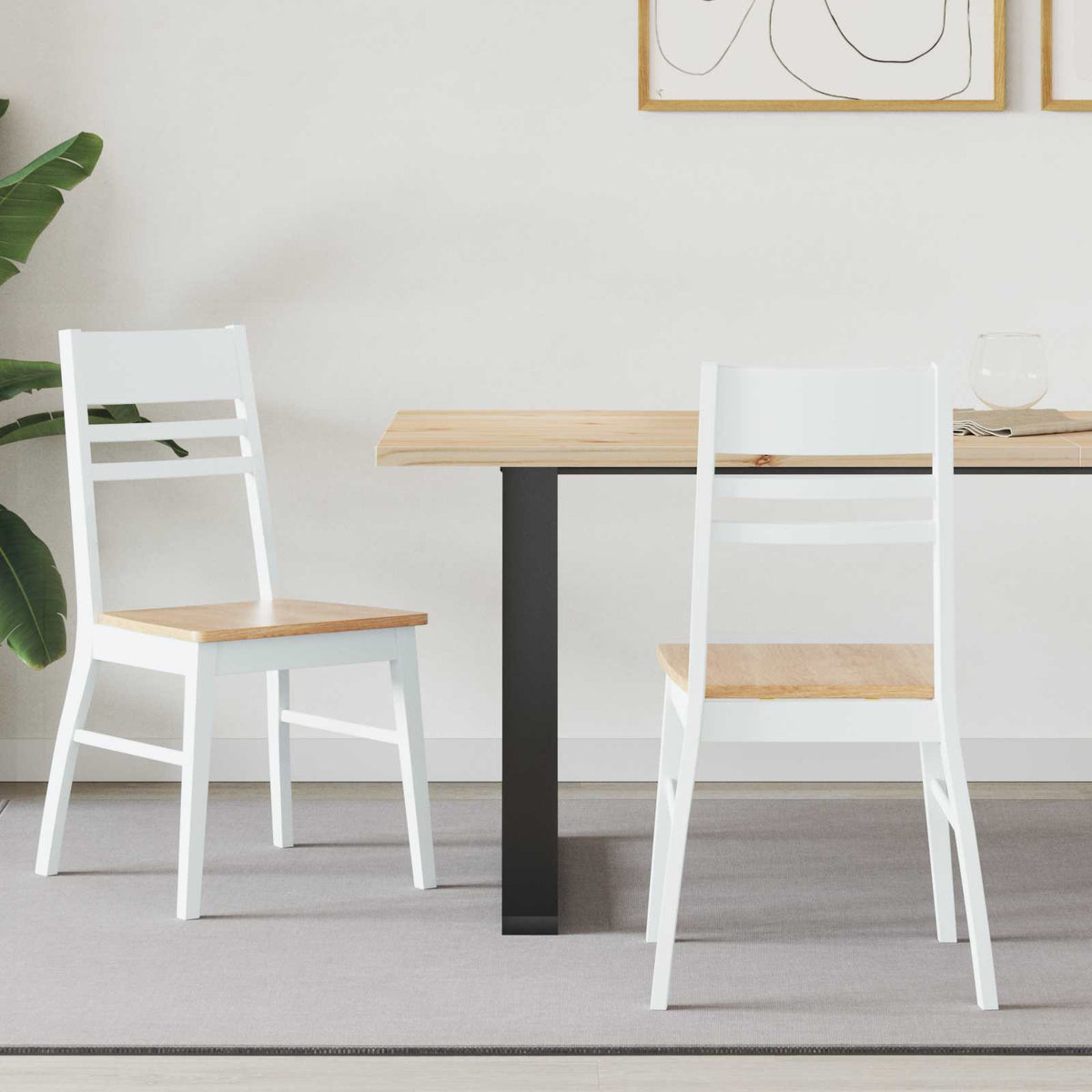 Vidaxl eettafelstoelen 2 st massief rubberhout wit 43 x 54 x 89 cm