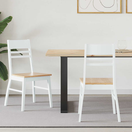 Vidaxl eettafelstoelen 2 st massief rubberhout wit 43 x 54 x 89 cm