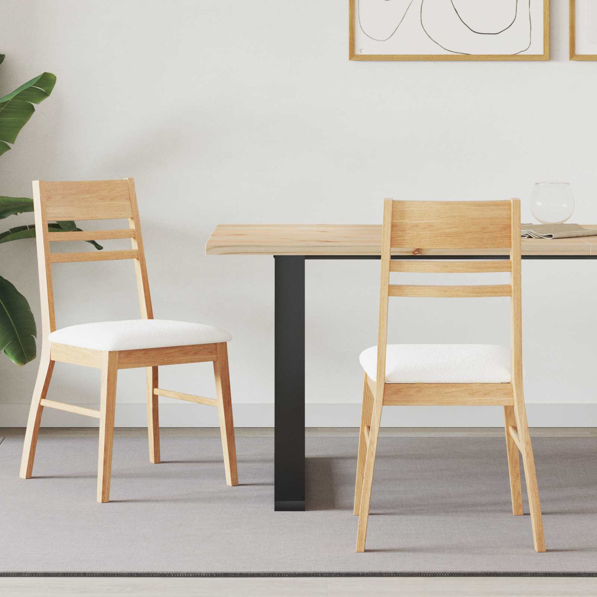 Vidaxl eettafelstoelen 2 st massief rubberhout naturel 43 x 54 x 89 cm