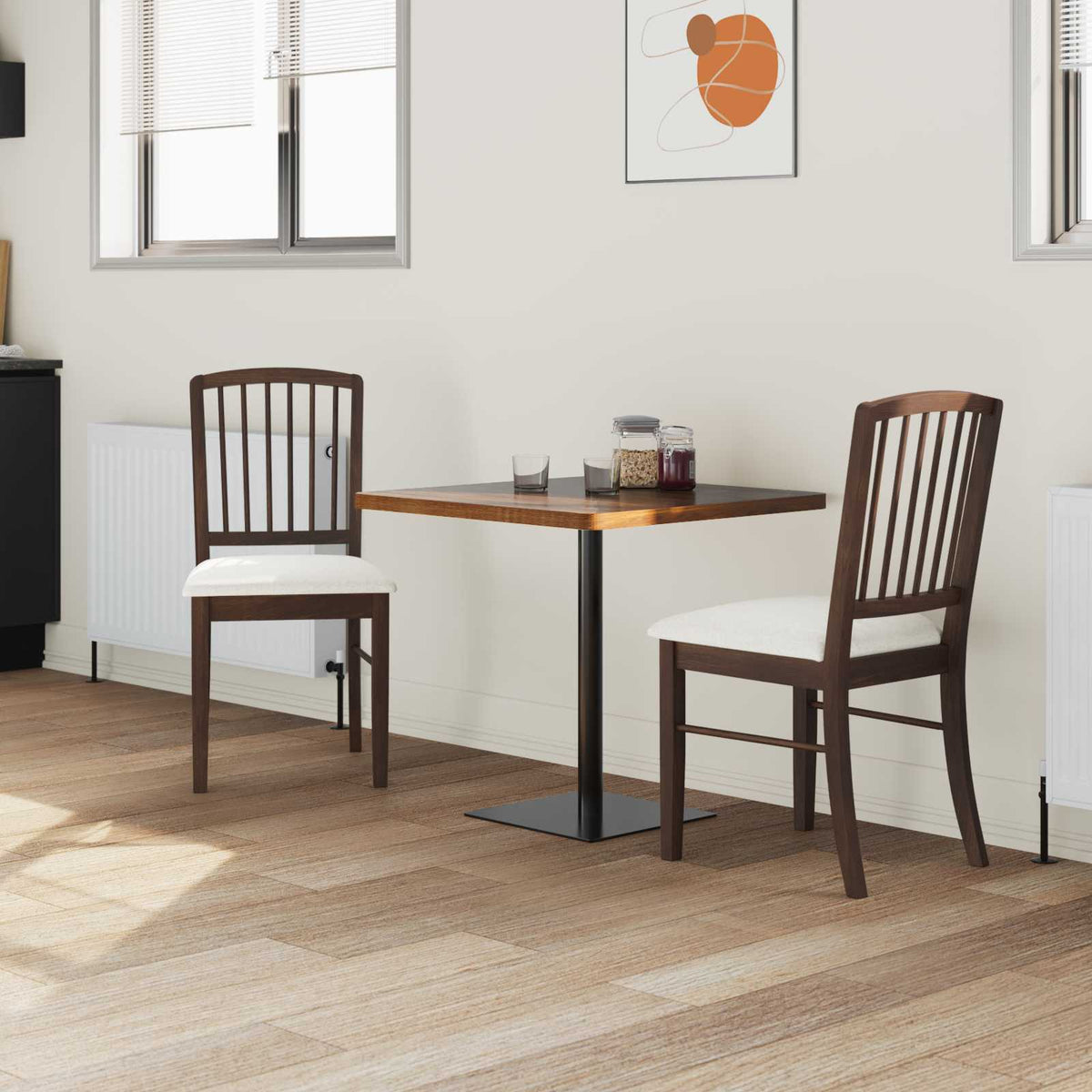 Vidaxl eettafelstoelen 2 st massief rubberhout licht bruin
