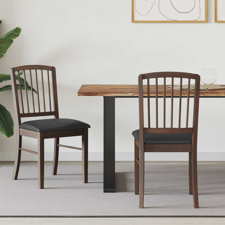 Vidaxl eettafelstoelen 2 st massief rubberhout licht bruin