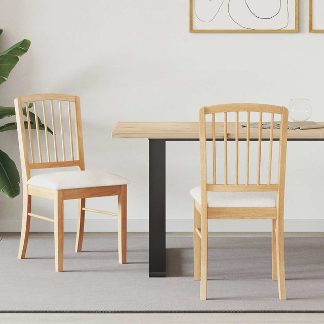 Vidaxl eettafelstoelen 2 st massief rubberhout naturel