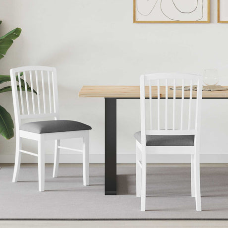 Vidaxl eettafelstoelen 2 st massief rubberhout wit 50 x 52,5 x 91 cm