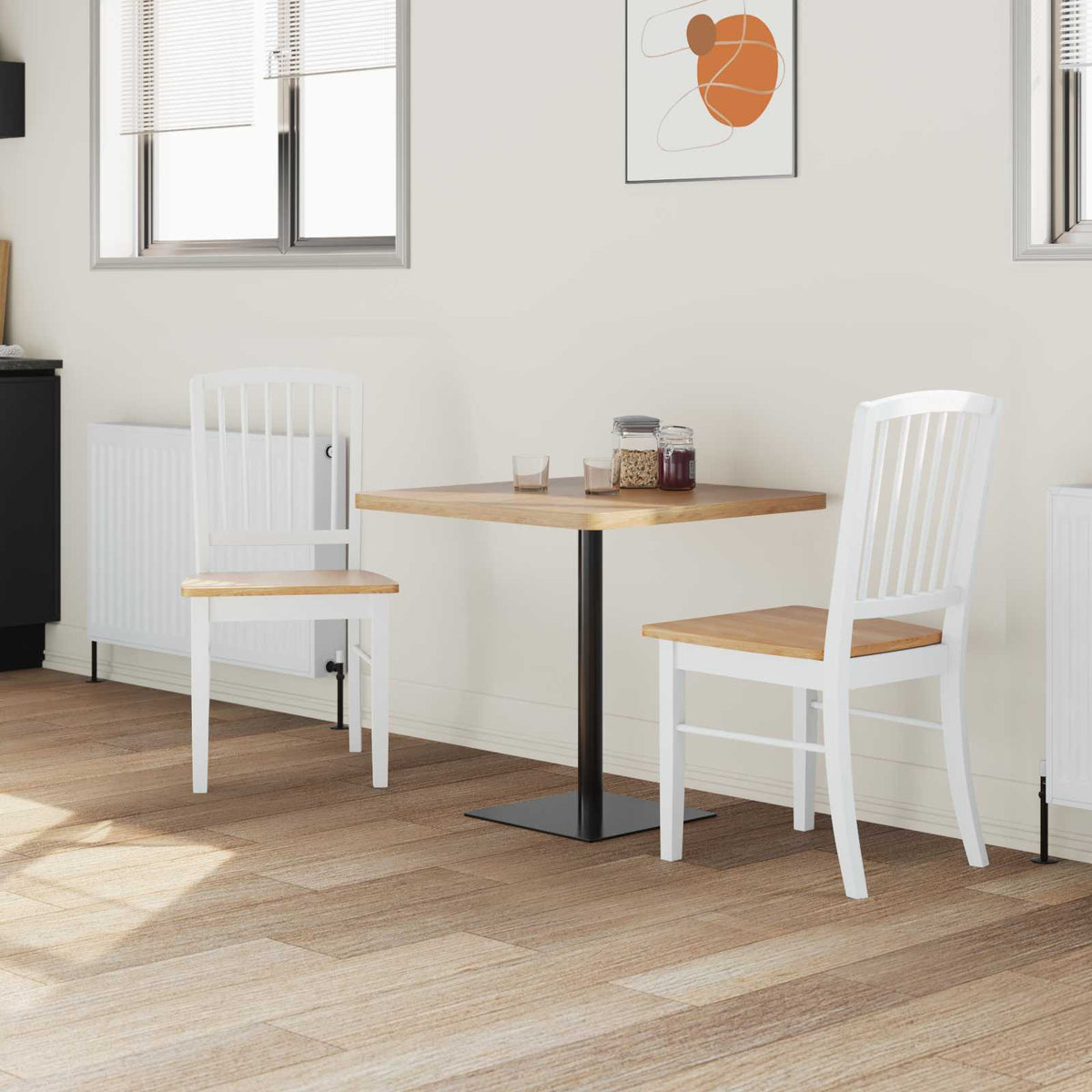 Vidaxl eettafelstoelen 2 st massief rubberhout wit 50 x 52,5 x 91 cm