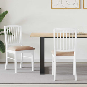 Vidaxl eettafelstoelen 2 st massief rubberhout wit 50 x 52,5 x 91 cm
