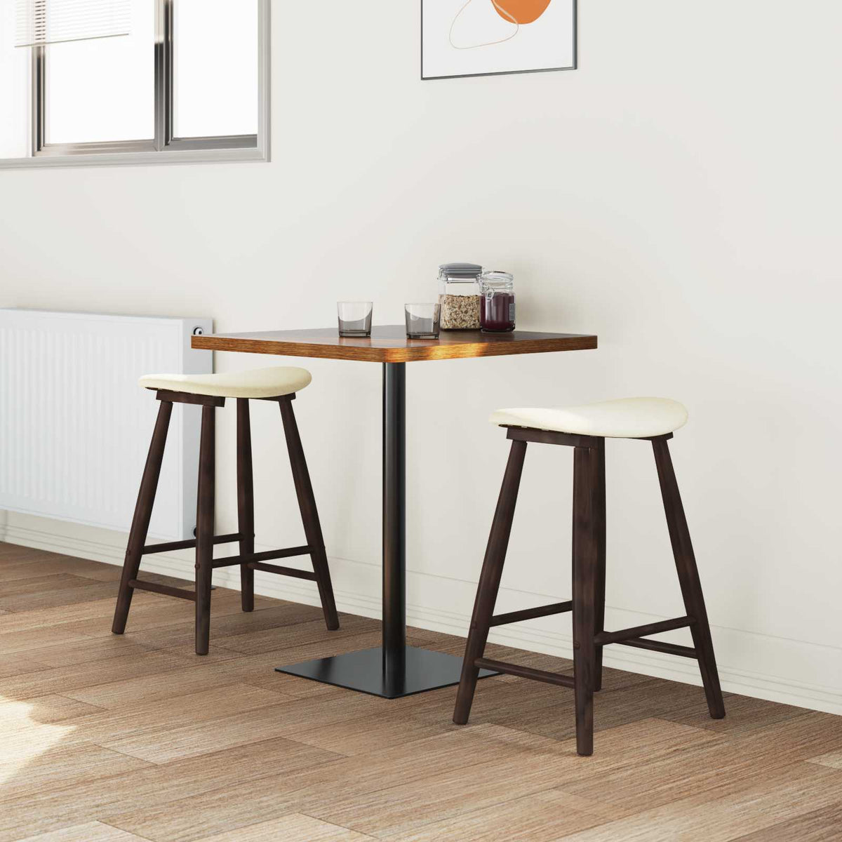 Vidaxl eettafelstoelen 2 st massief rubberhout licht bruin