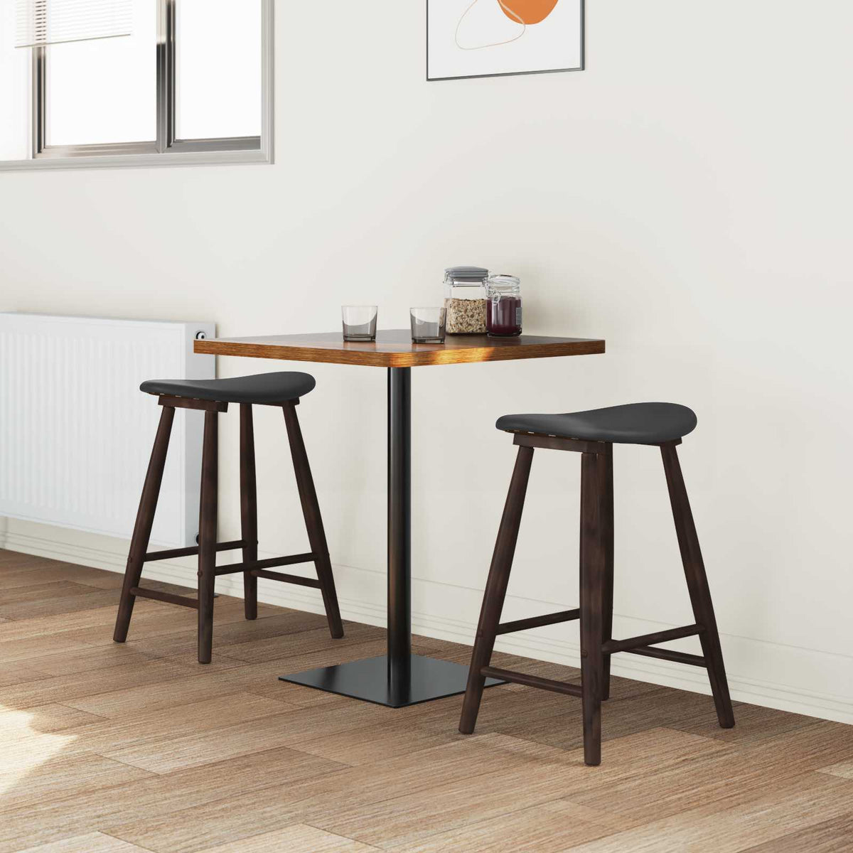 Vidaxl eettafelstoelen 2 st massief rubberhout licht bruin