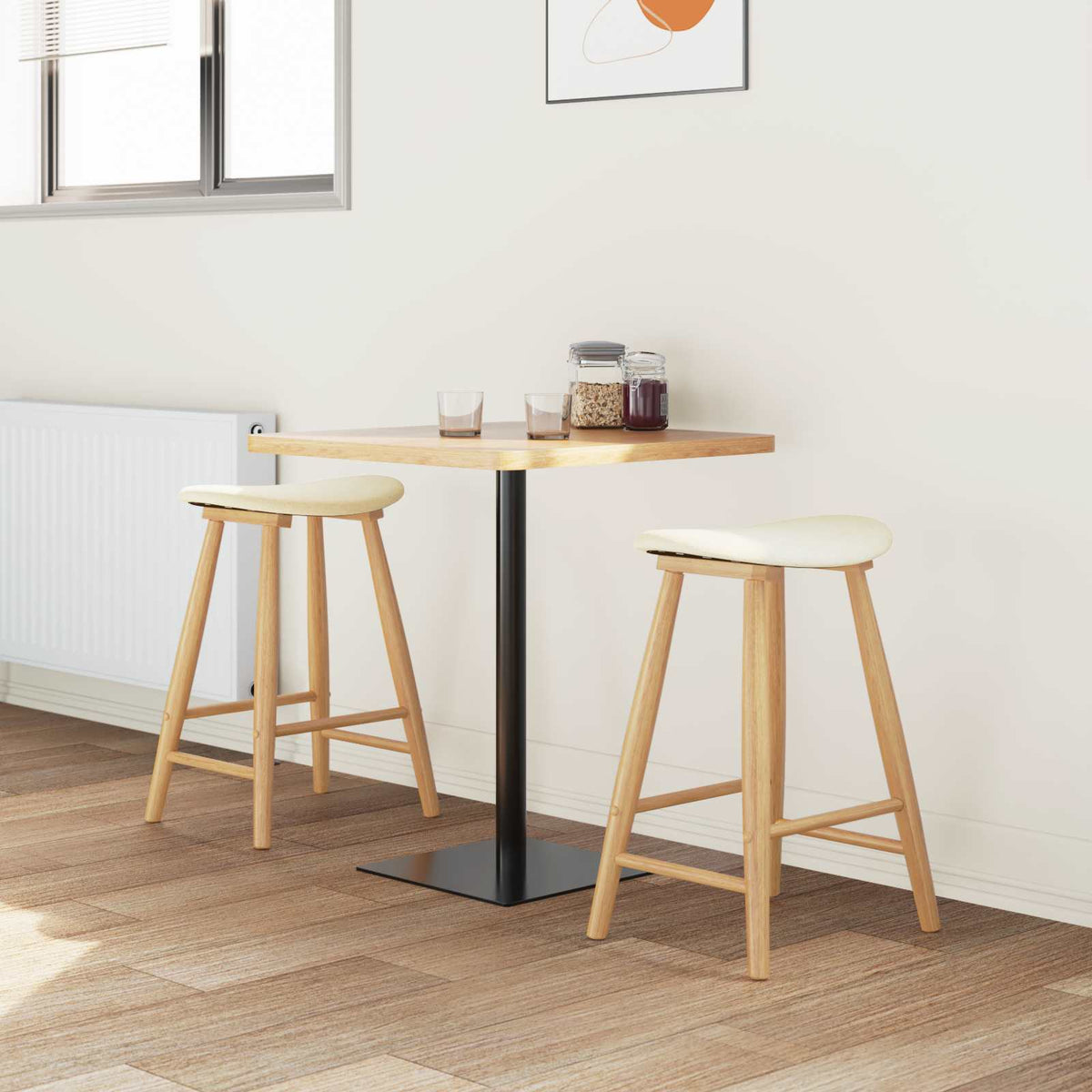 Vidaxl eettafelstoelen 2 st massief rubberhout naturel 46 x 37 x 63 cm