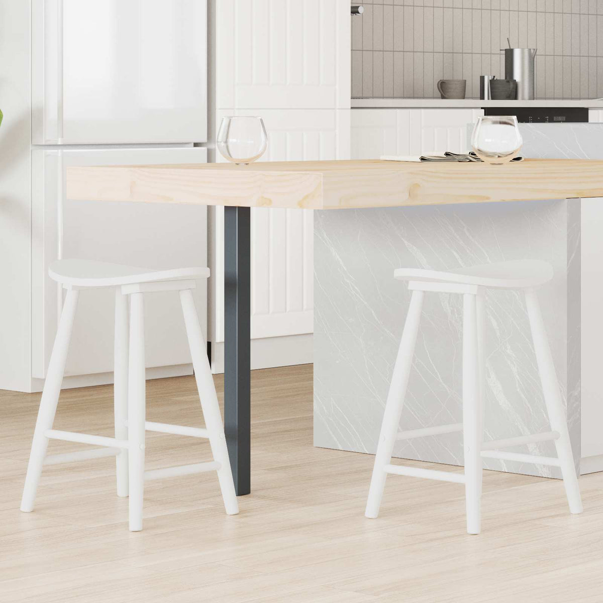 Vidaxl eettafelstoelen 2 st massief rubberhout wit 46 x 37 x 63 cm