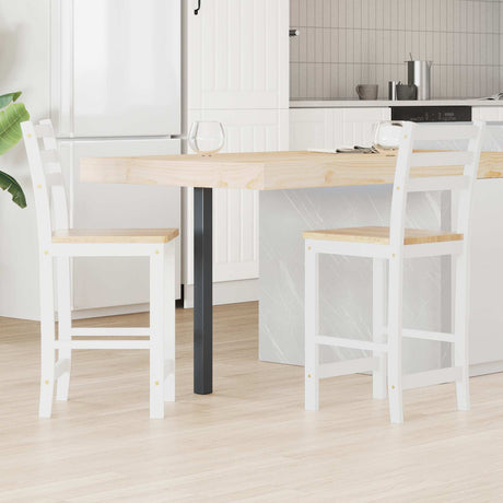 Vidaxl eettafelstoelen 2 st massief rubberhout wit 40 x 47,5 x 99,5 cm