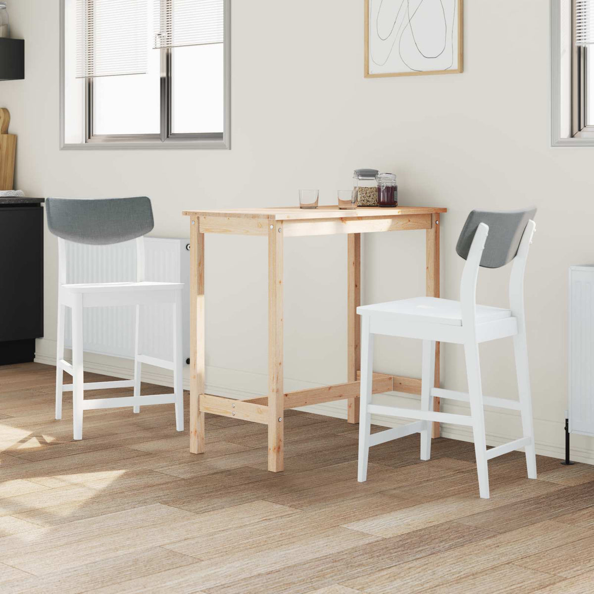 Vidaxl eettafelstoelen 2 st massief rubberhout wit 48 x 49 x 95 cm