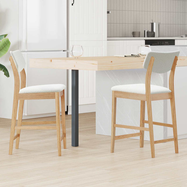 Vidaxl eettafelstoelen 2 st massief rubberhout naturel 48 x 49 x 95 cm
