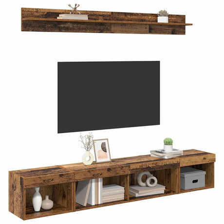 Vidaxl tv wandkast set 5 st oudhout bewerkt hout