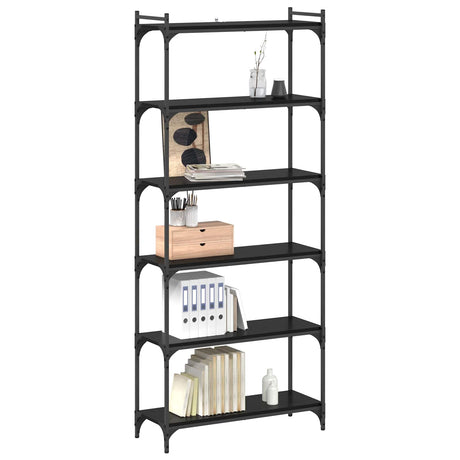 Vidaxl boekenkast 6-laags 80 x 30 x 188 cm bewerkt hout zwart eiken