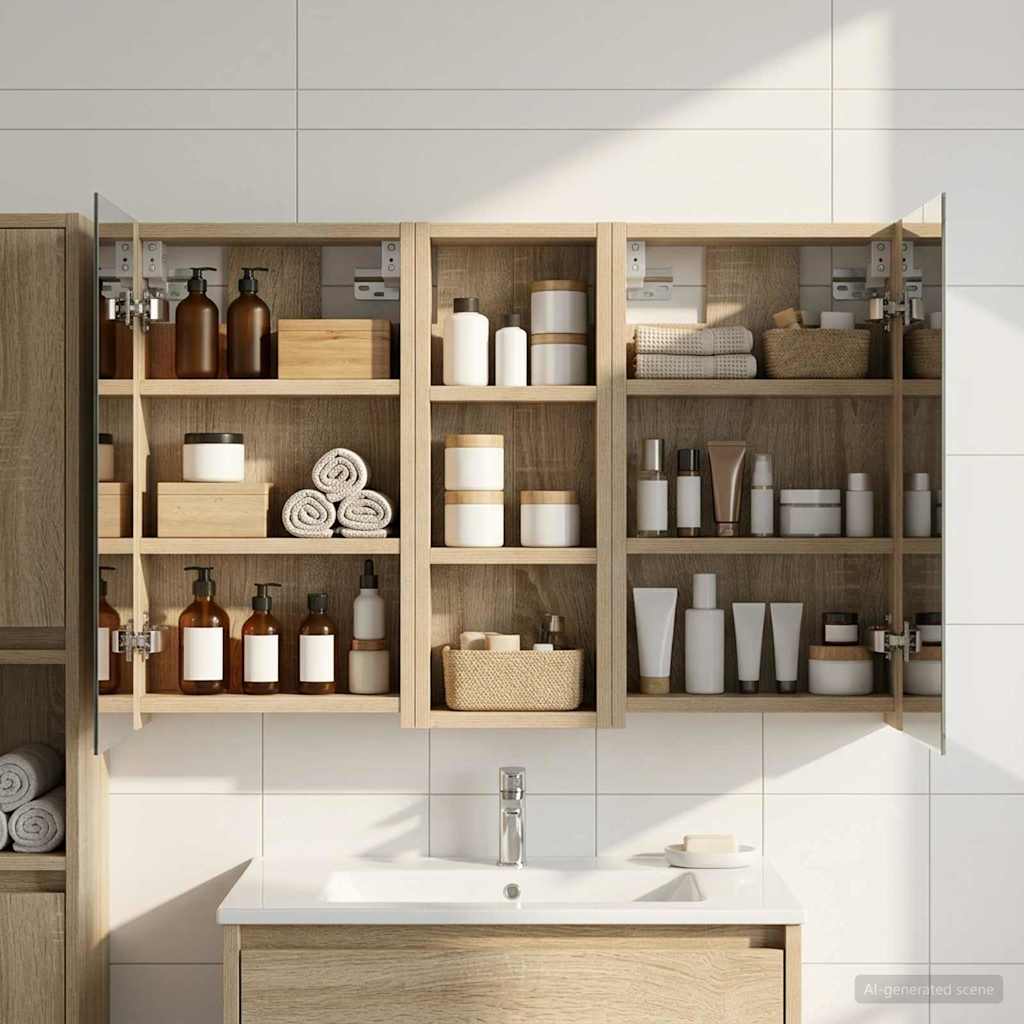 Vidaxl badkamerkastenset 3 st 80 x 10,5 x 50 cm bewerkt hout