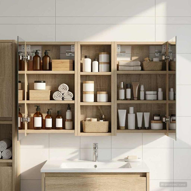 Vidaxl badkamerkastenset 3 st 80 x 10,5 x 50 cm bewerkt hout