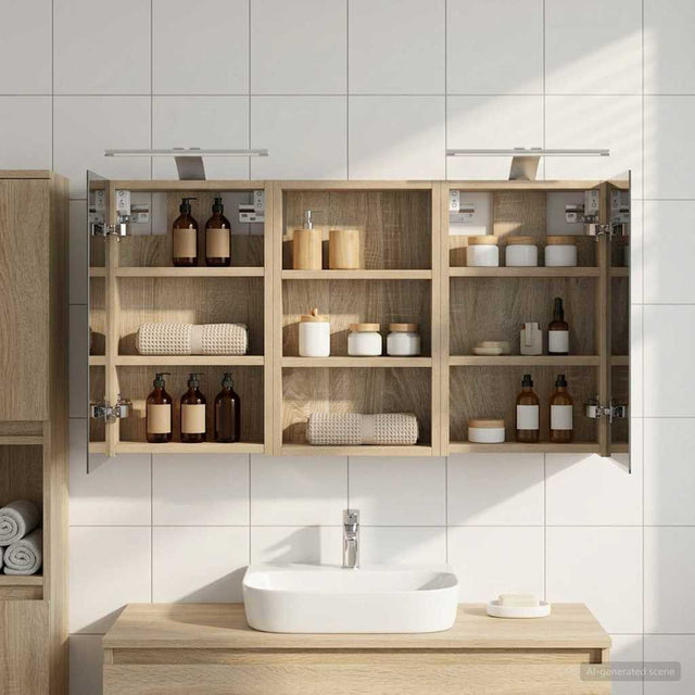 Vidaxl badkamerkastenset 3 st 90 x 10,5 x 50 cm bewerkt hout