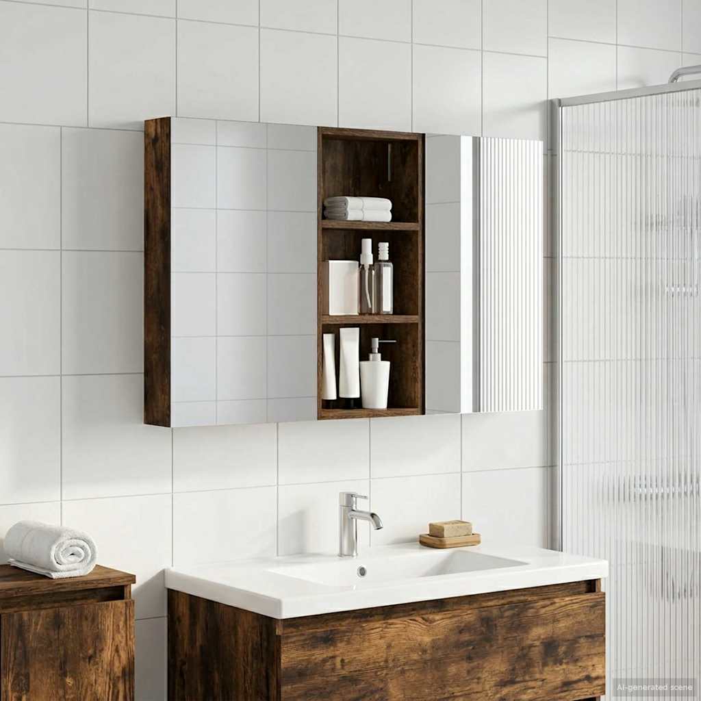 Vidaxl badkamerkastenset 3 st 110 x 10,5 x 60,5 cm bewerkt hout