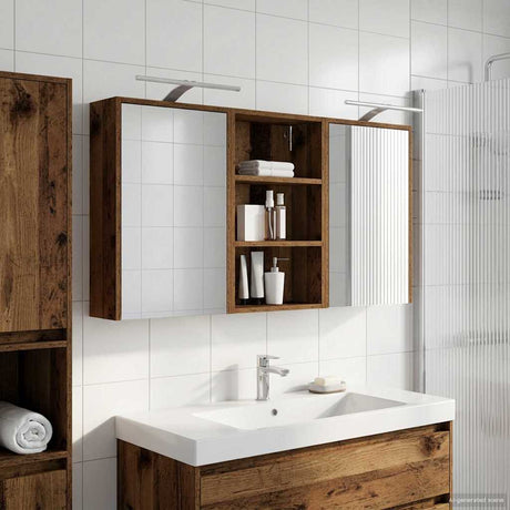 Vidaxl badkamerkastenset 3 st 126 x 16 x 62.5 cm bewerkt hout