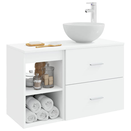 Vidaxl badkamermeubelset 2 st wit bewerkt hout