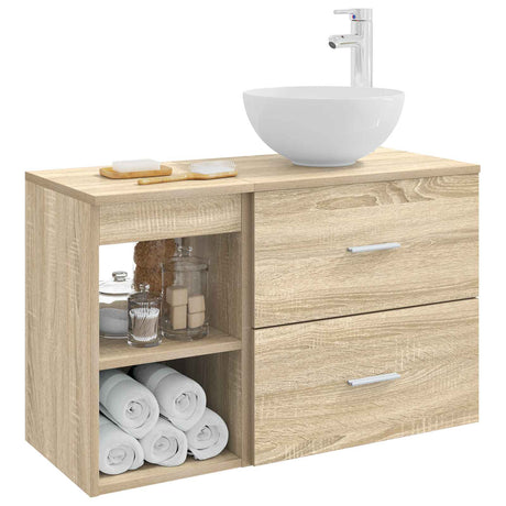 Vidaxl badkamermeubelset 2 st sonoma eiken bewerkt hout