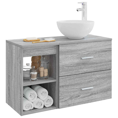 Vidaxl badkamermeubelset 2 st grijs sonoma bewerkt hout