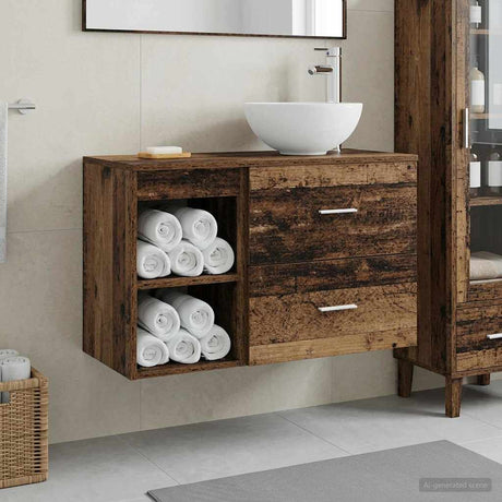 Vidaxl badkamermeubelset 2 st oud hout bewerkt hout
