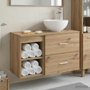 Vidaxl badkamermeubelset 2 st artisanaal eiken bewerkt hout