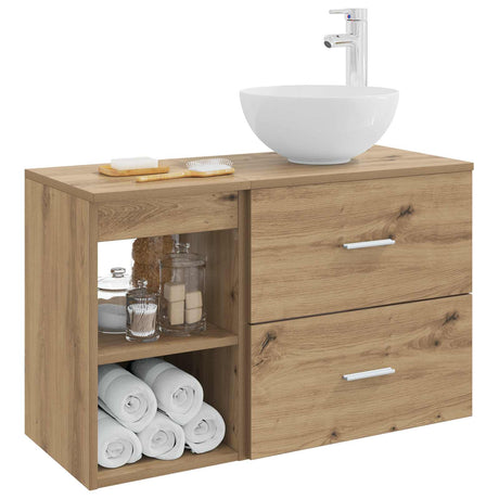 Vidaxl badkamermeubelset 2 st artisanaal eiken bewerkt hout