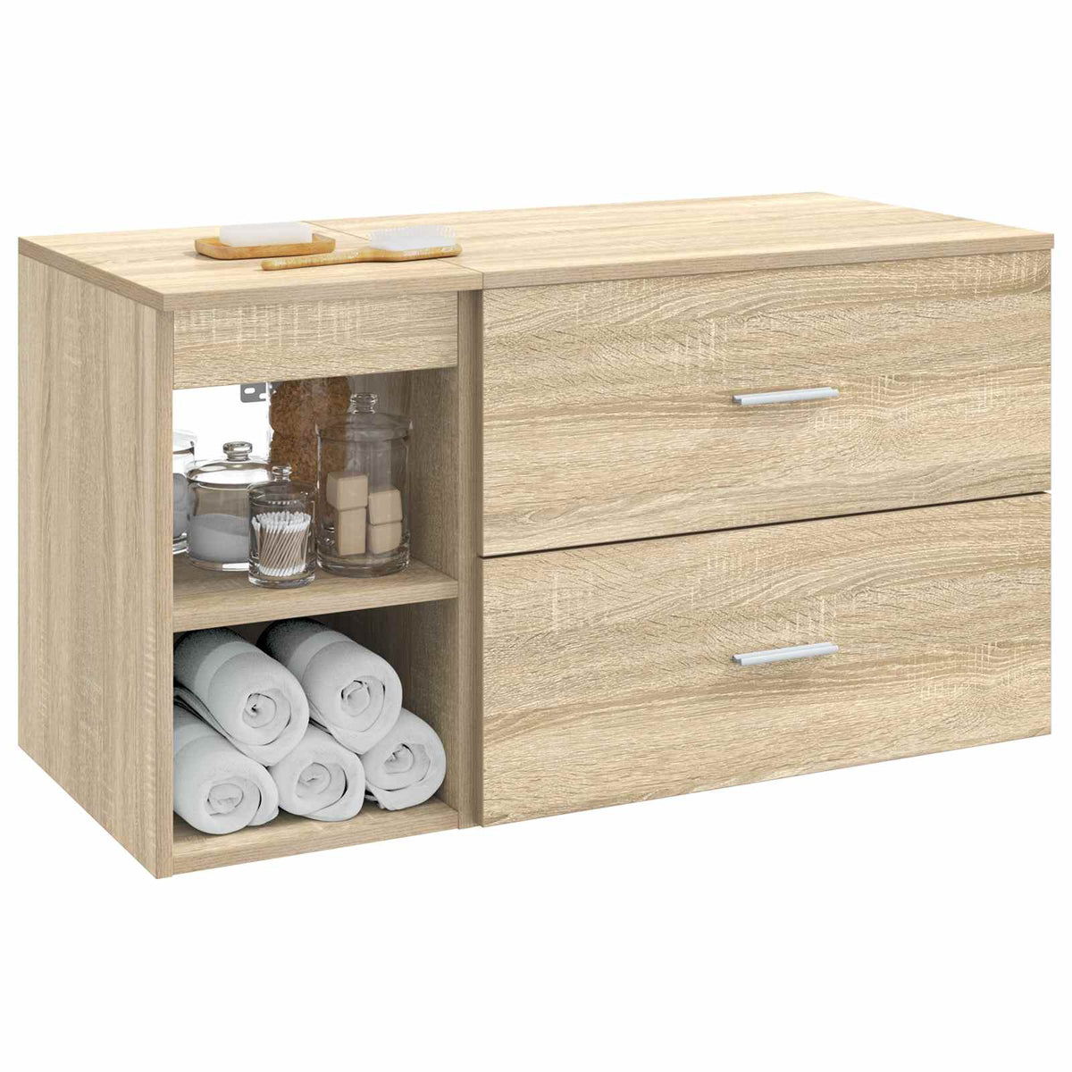 Vidaxl badkamermeubelset 2 st sonoma eiken bewerkt hout
