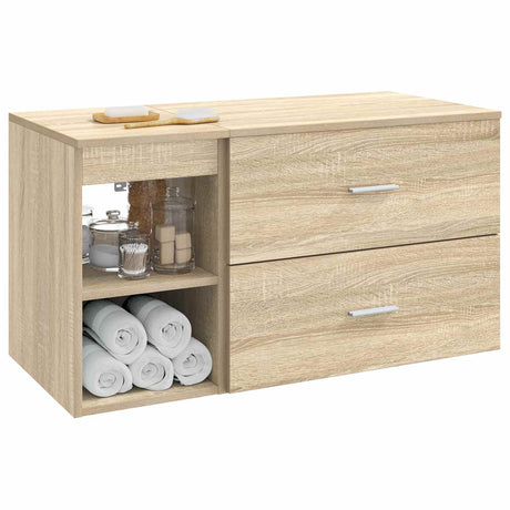 Vidaxl badkamermeubelset 2 st sonoma eiken bewerkt hout