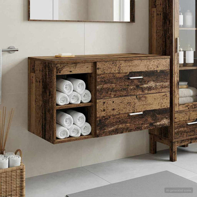Vidaxl badkamermeubelset 2 st oud hout bewerkt hout