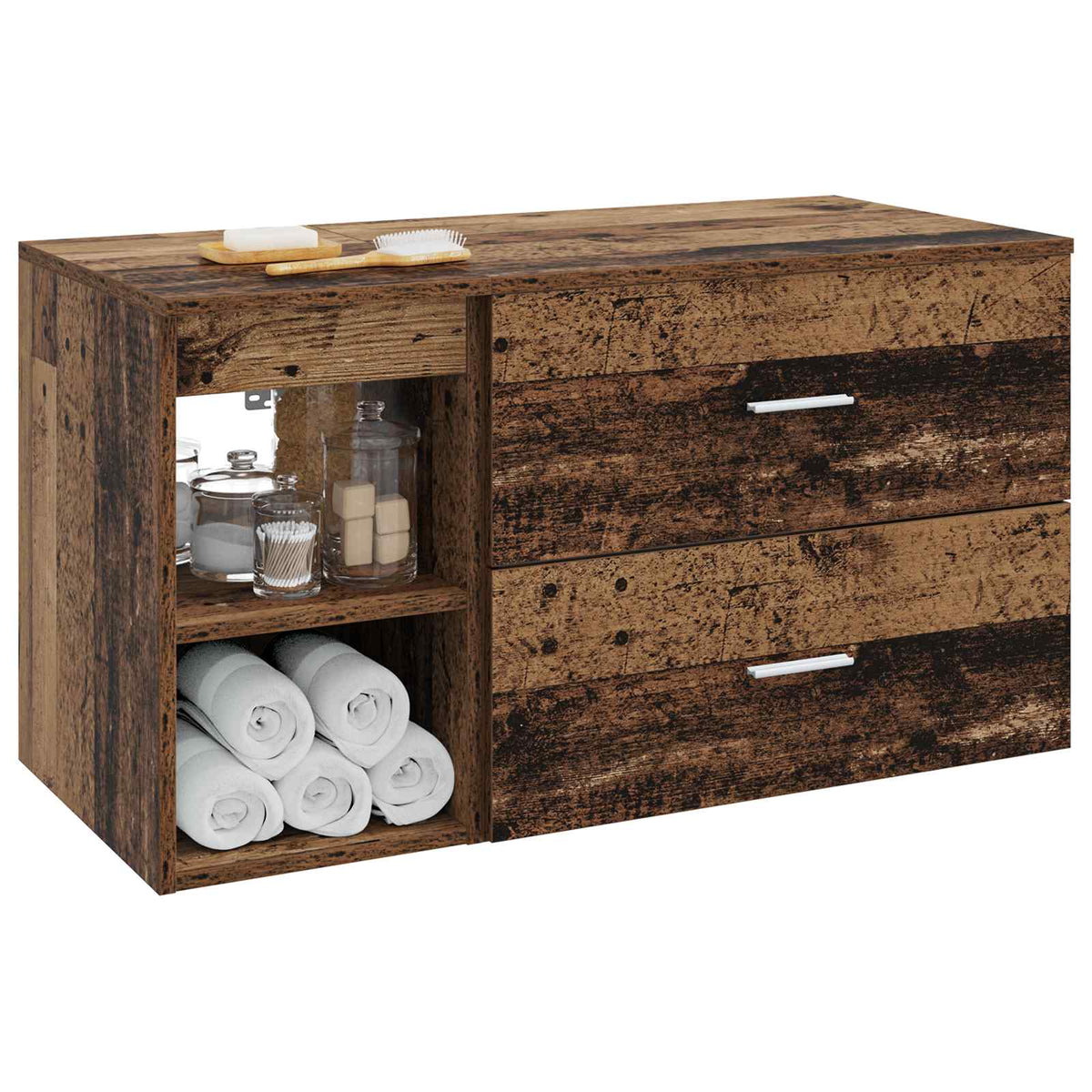 Vidaxl badkamermeubelset 2 st oud hout bewerkt hout