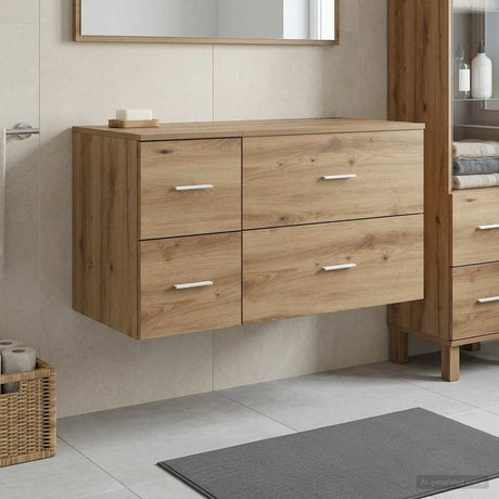 Vidaxl badkamermeubelset 2 st artisanaal eiken bewerkt hout