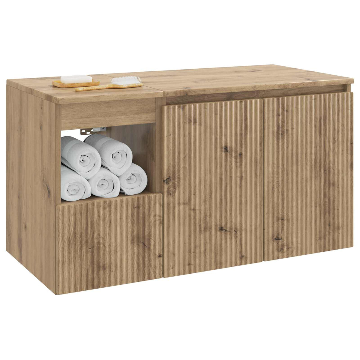 Vidaxl badkamermeubelset 2 st artisanaal eiken bewerkt hout