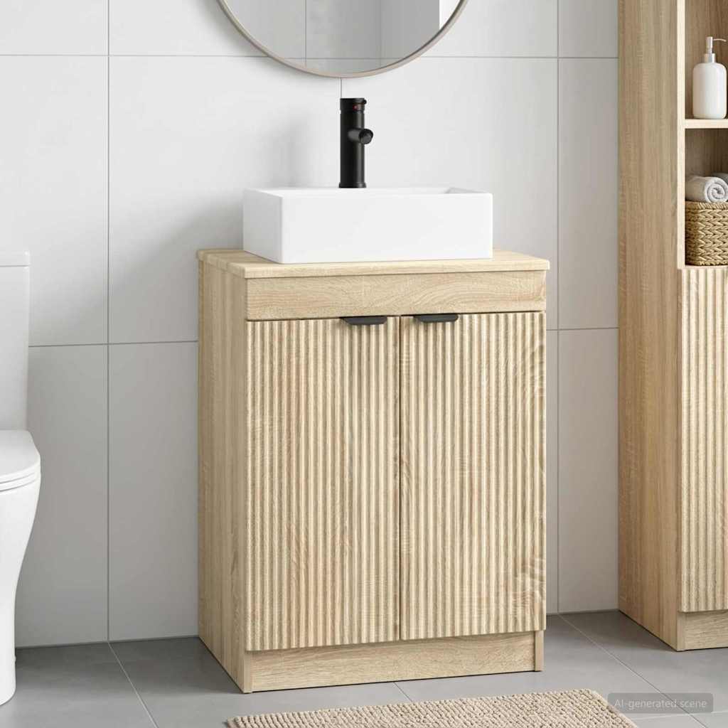 Vidaxl badkamermeubelset sonoma eiken bewerkt hout