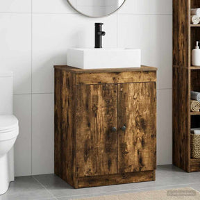 Vidaxl badkamermeubelset gerookt eiken bewerkt hout