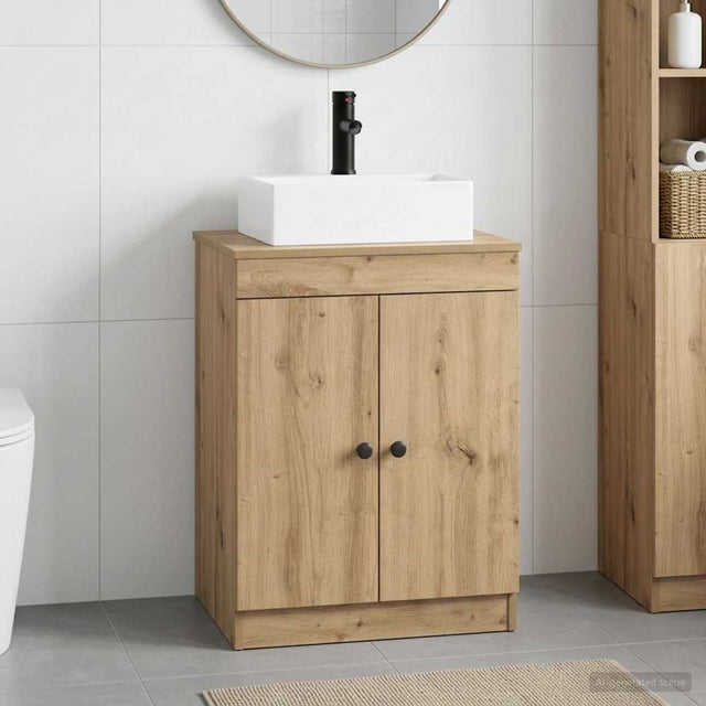 Vidaxl badkamermeubelset artisanaal eiken bewerkt hout